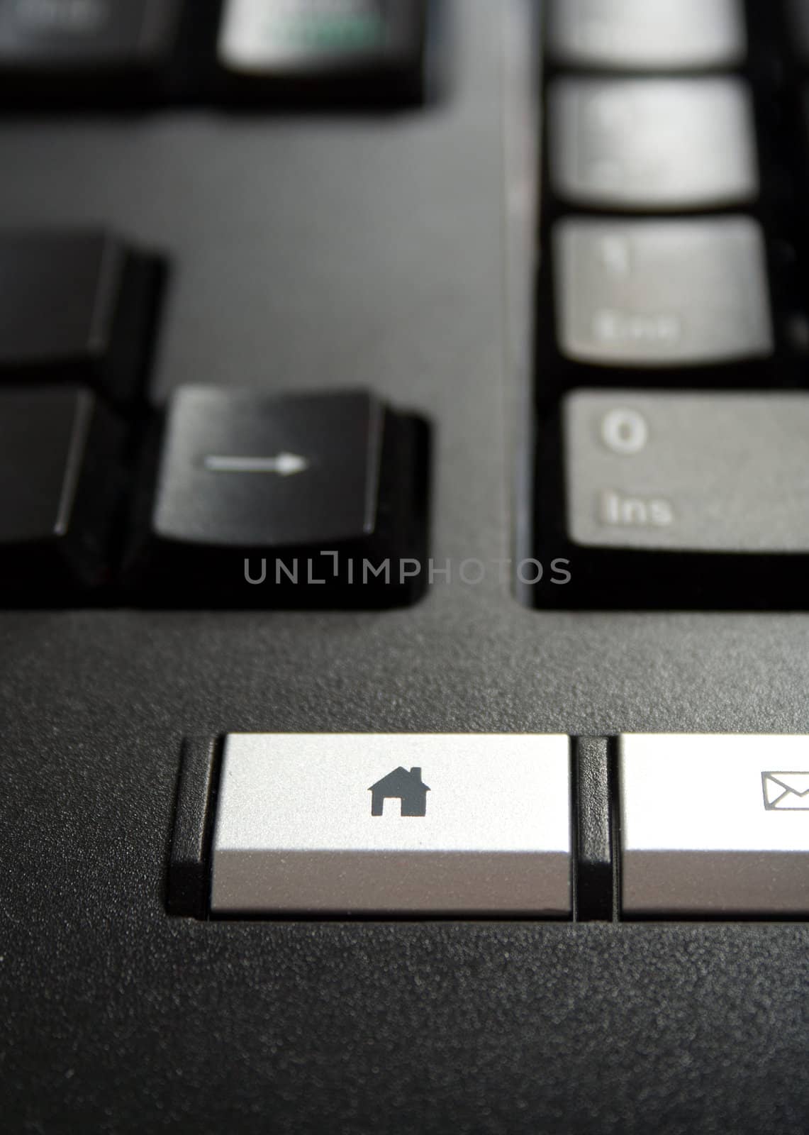 button home, macro shot of black keyboard of computer 
