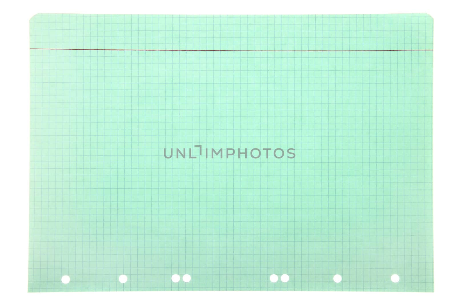 Blank squared notebook sheet, isolated on white