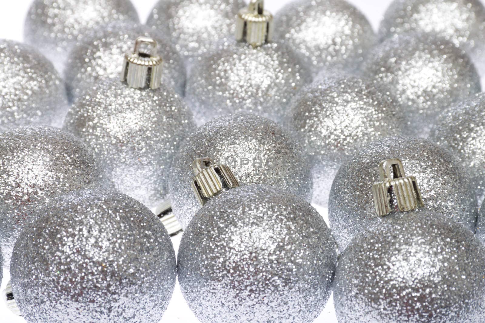 silver glass balls the Christmas, abstract holiday background