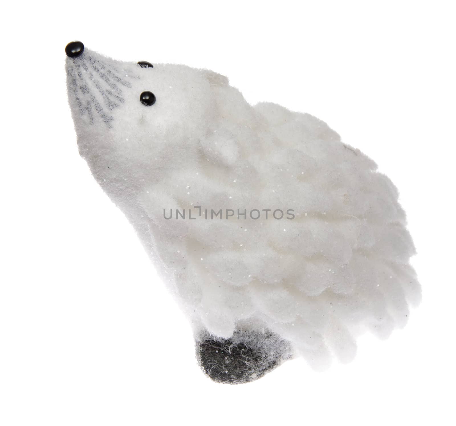 small hedgehog toy isolated over white background