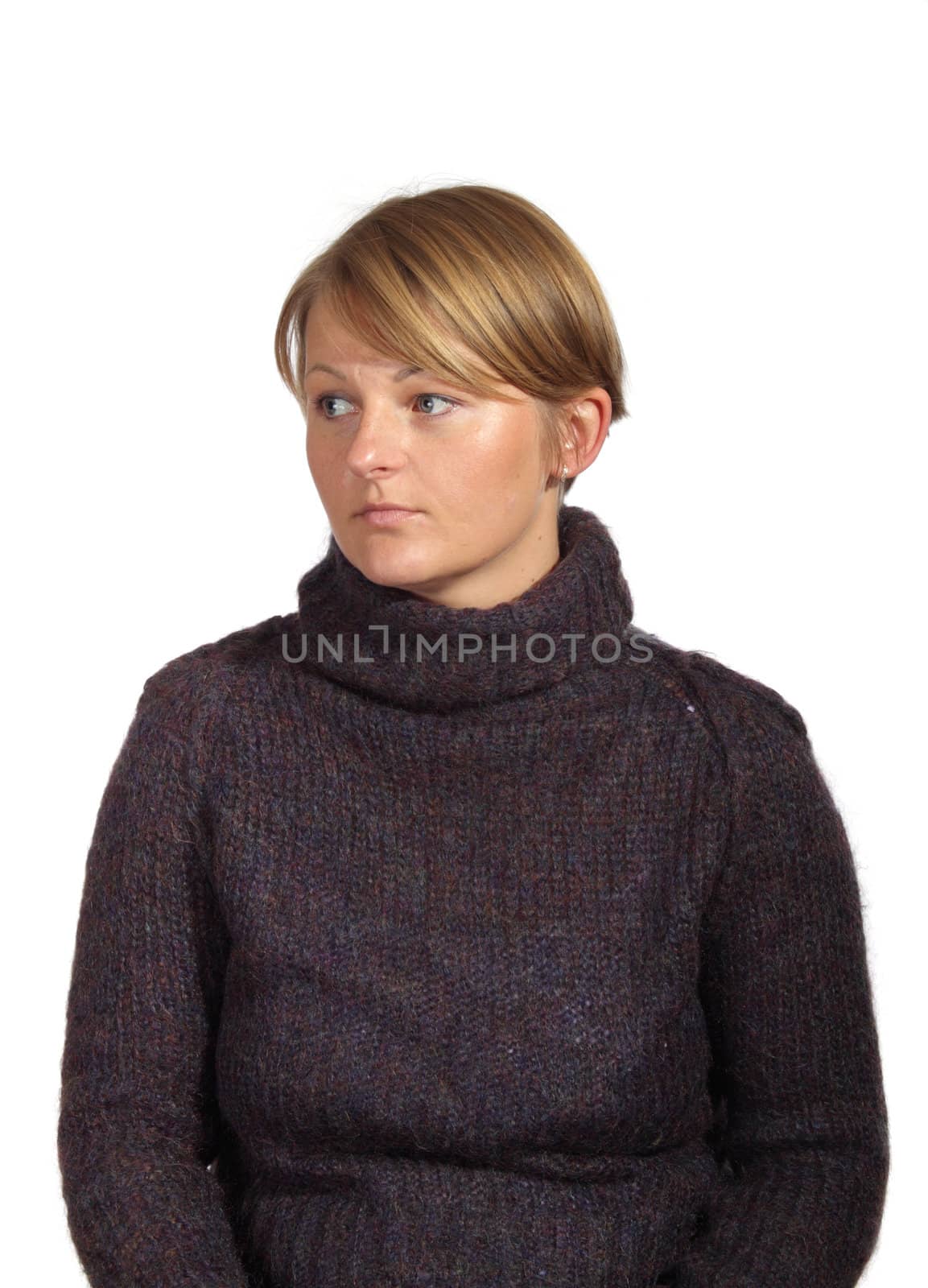 young woman photo on the white background 