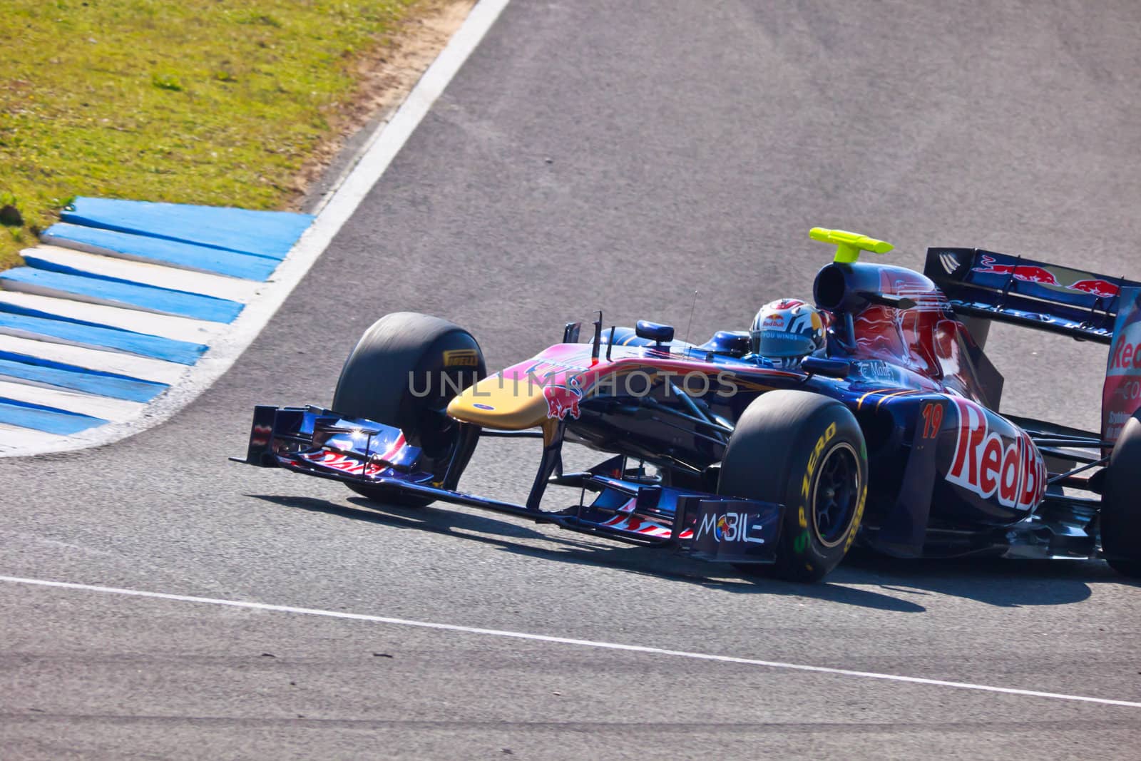 JEREZ DE LA FRONTERA, SPAIN - FEB 10: Jaime
Alguersuari of Toro Rosso F1 races on training session on February 10 , 2011, in Jerez de la Frontera , Spain
