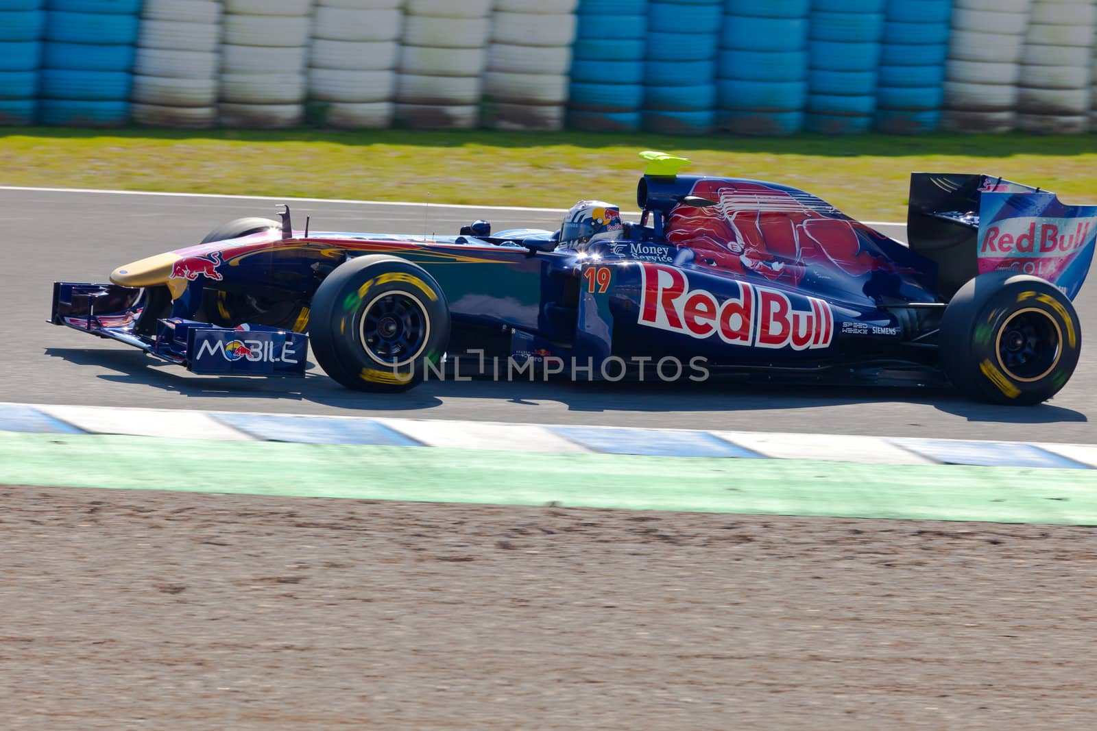 JEREZ DE LA FRONTERA, SPAIN - FEB 10: Jaime
Alguersuari of Toro Rosso F1 races on training session on February 10 , 2011, in Jerez de la Frontera , Spain