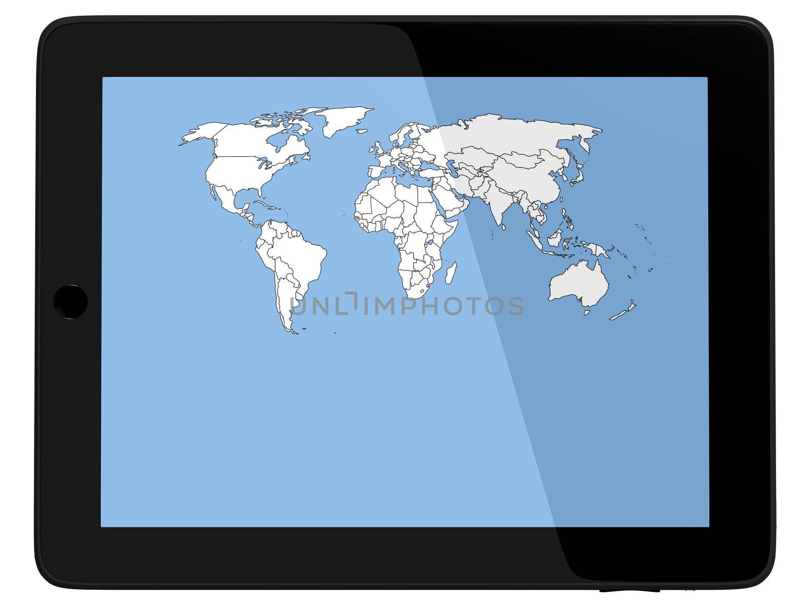 Wordl Map On Tablet PC Computer Monitor