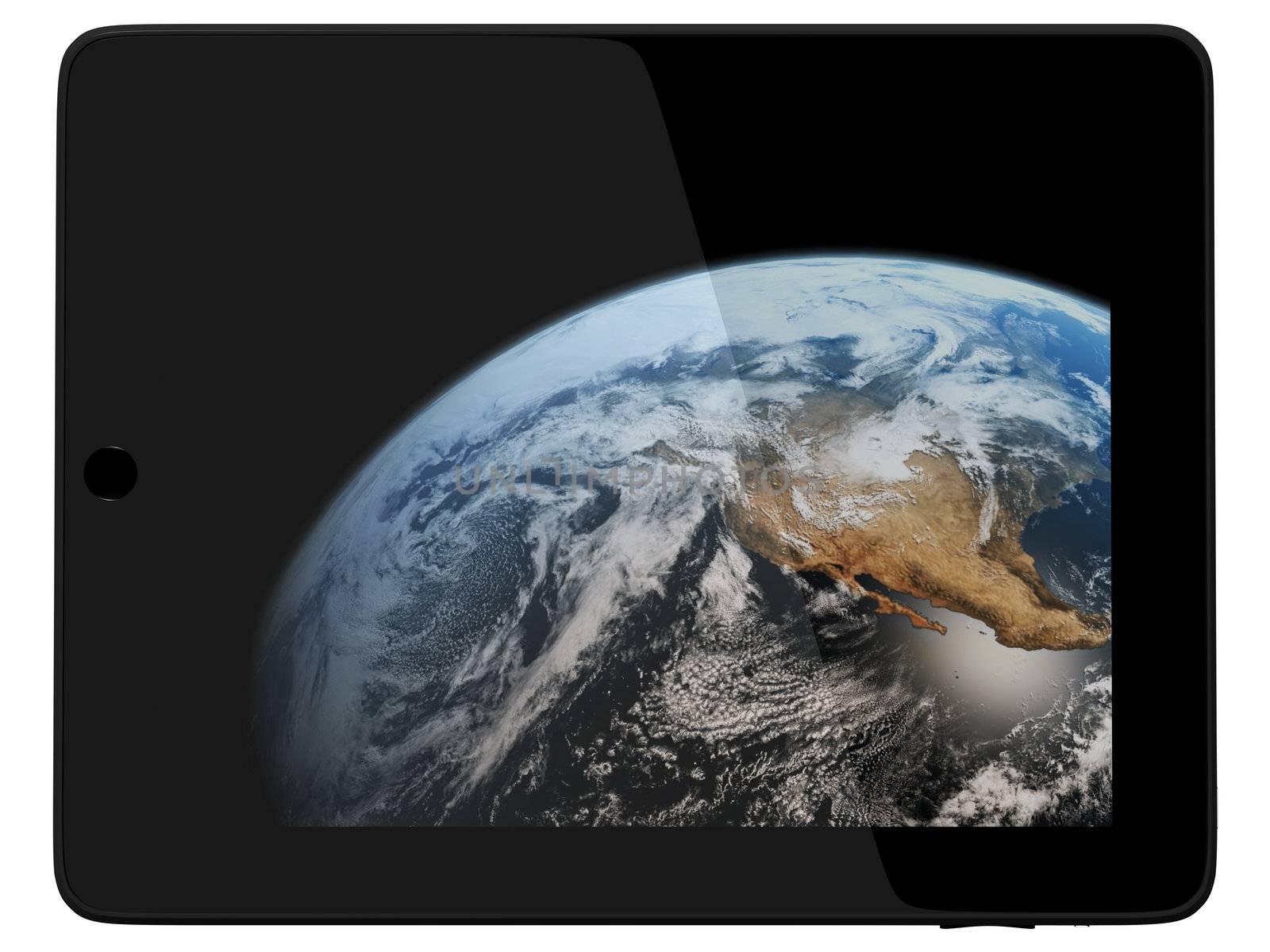 Earth Planet from Space On Tablet PC Computer Monitor
