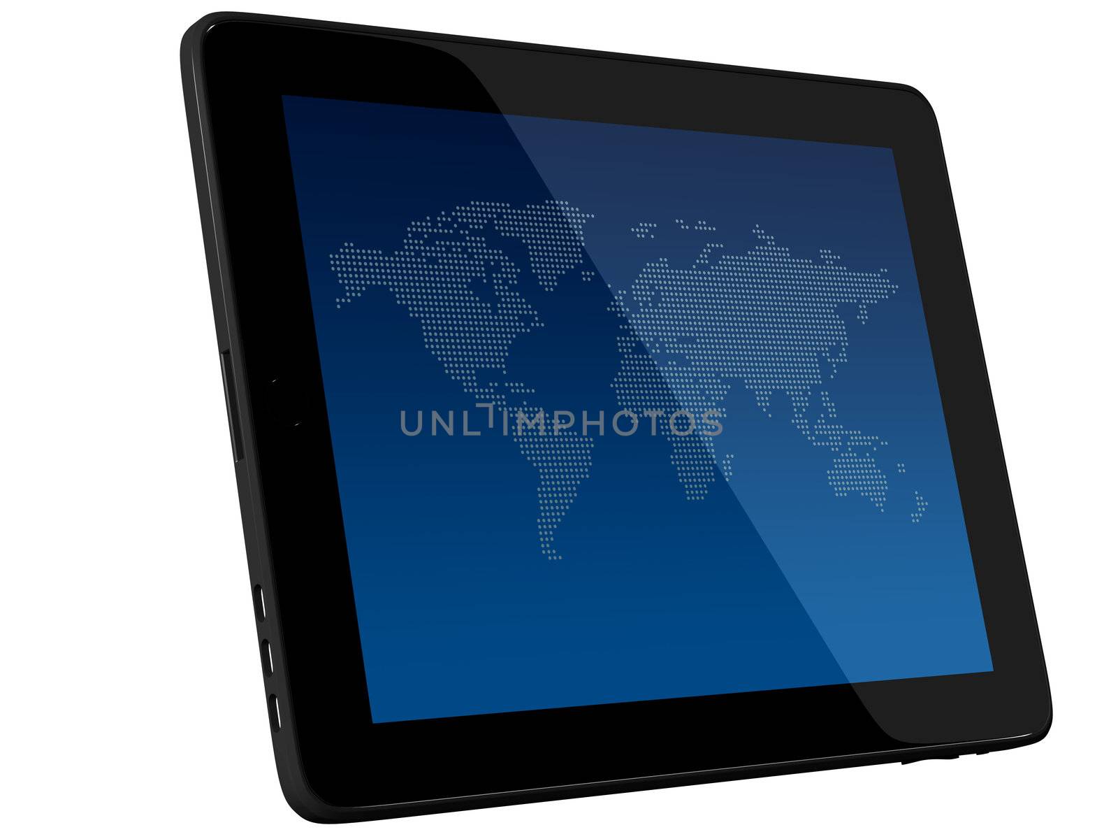 Wordl Map On Tablet PC Computer Monitor