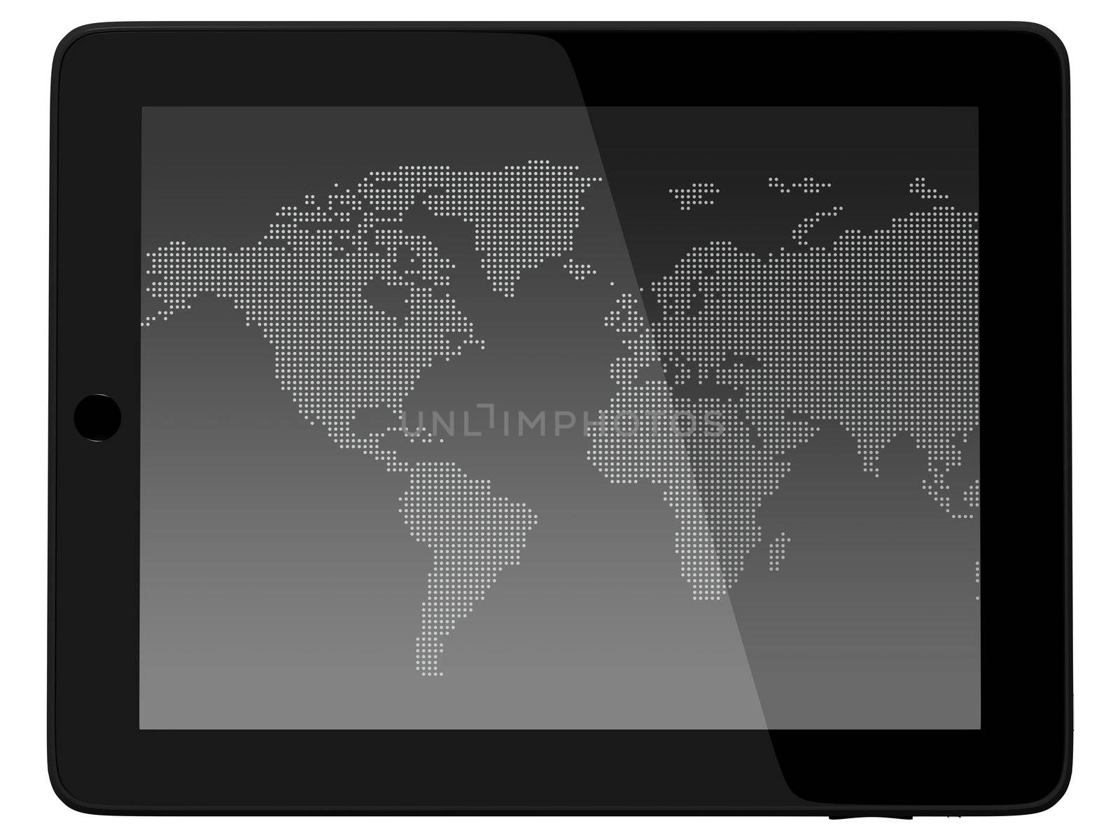 Wordl Map On Tablet PC Computer Monitor