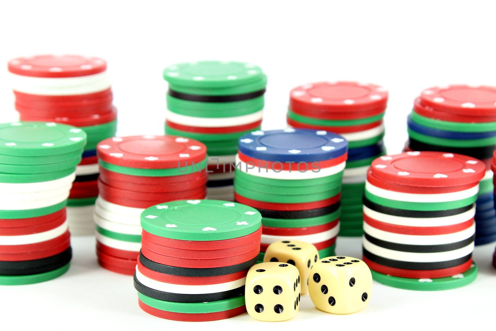casino chips and dices