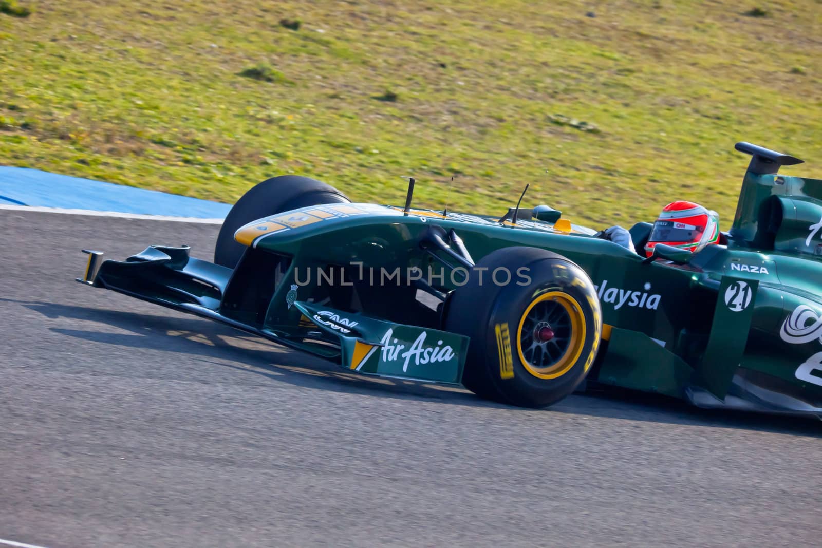 JEREZ DE LA FRONTERA, SPAIN - FEB 10: Jarno Trulli of Team Lotus F1 races on training session on February 10 , 2011, in Jerez de la Frontera , Spain