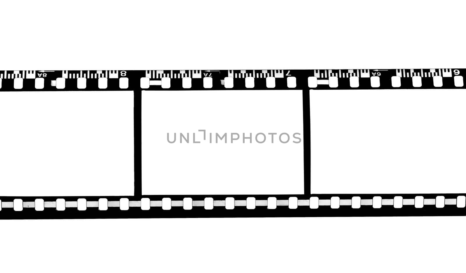 Blank film strip, photo on the white background