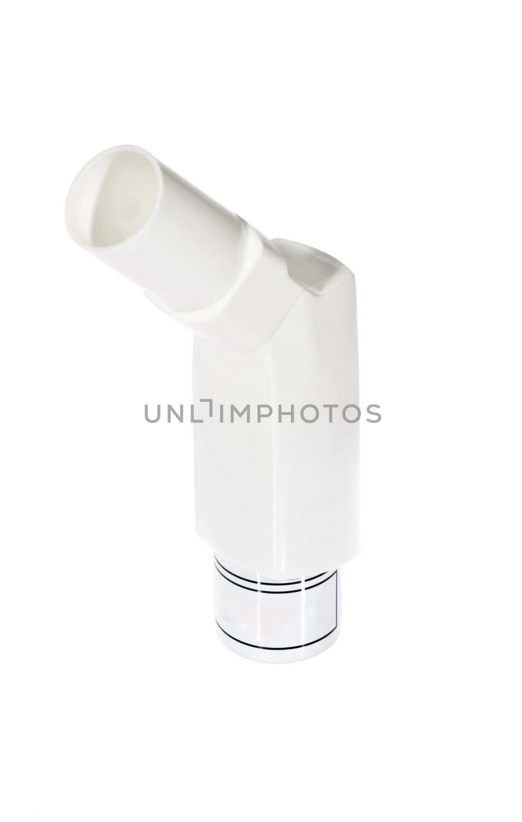 Asthma inhaler, photo on the white background
