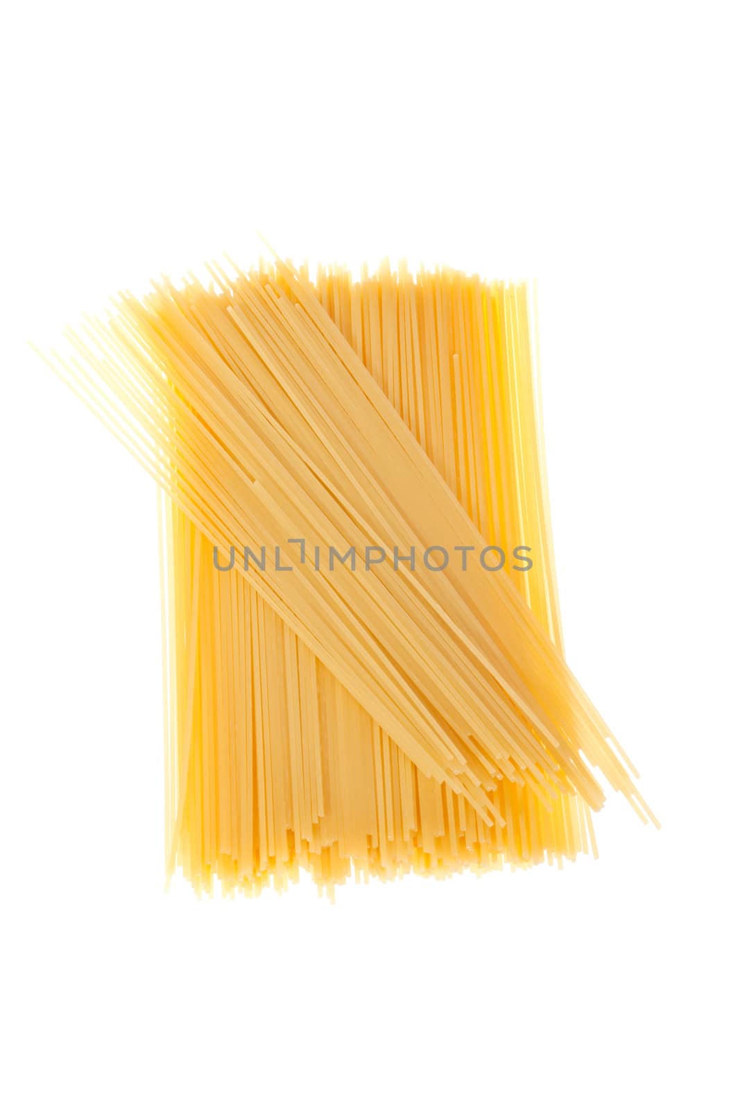 uncooked spaghetti, photo on the white background