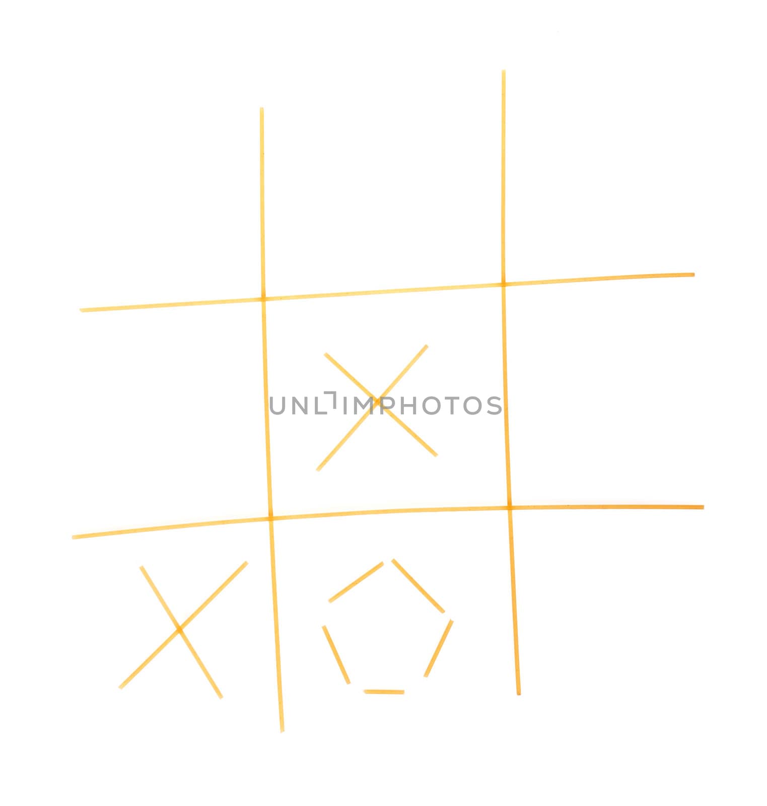 tic-tac-toe game - pasta, isolated on white background