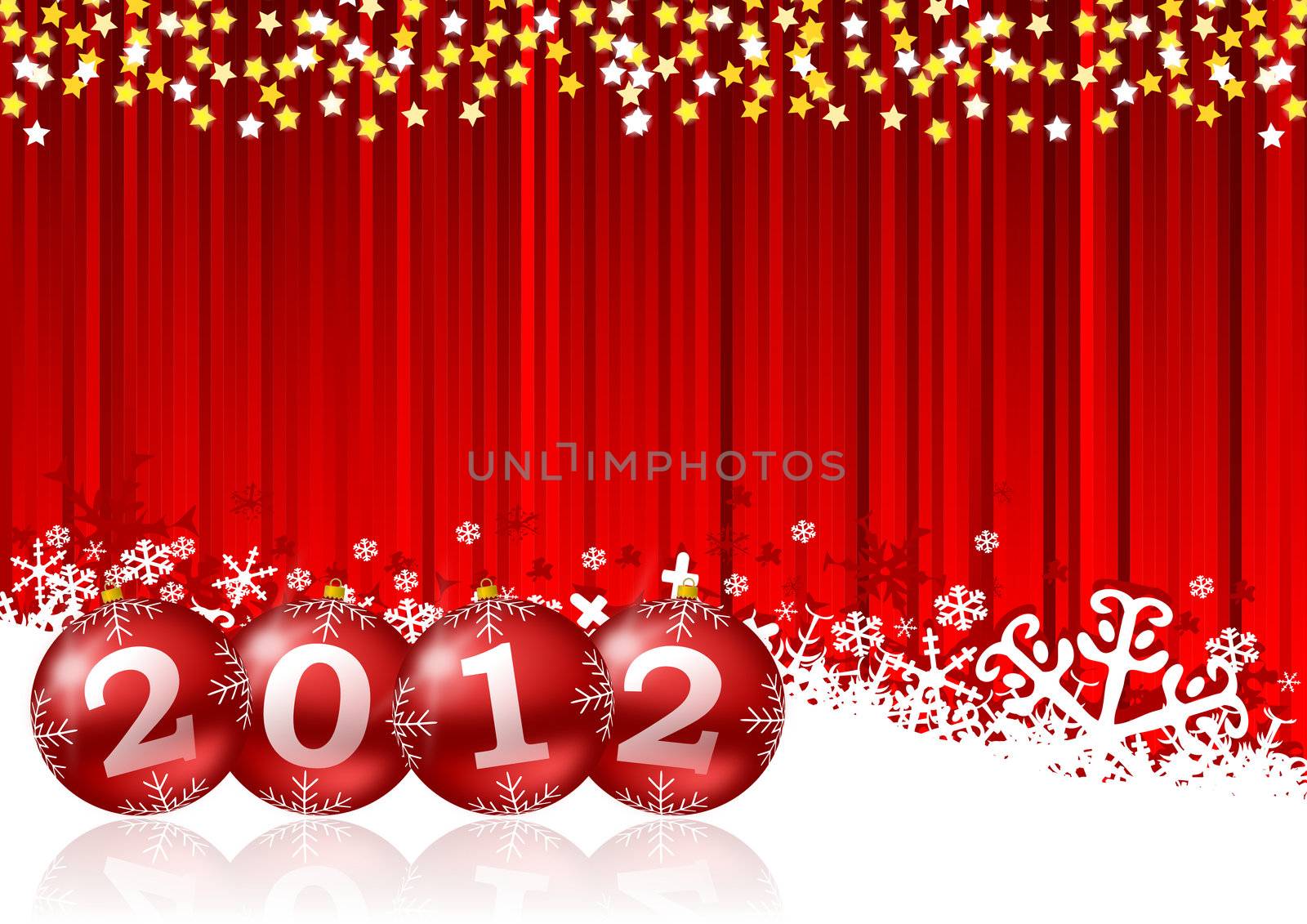new year illustration with christmas balls