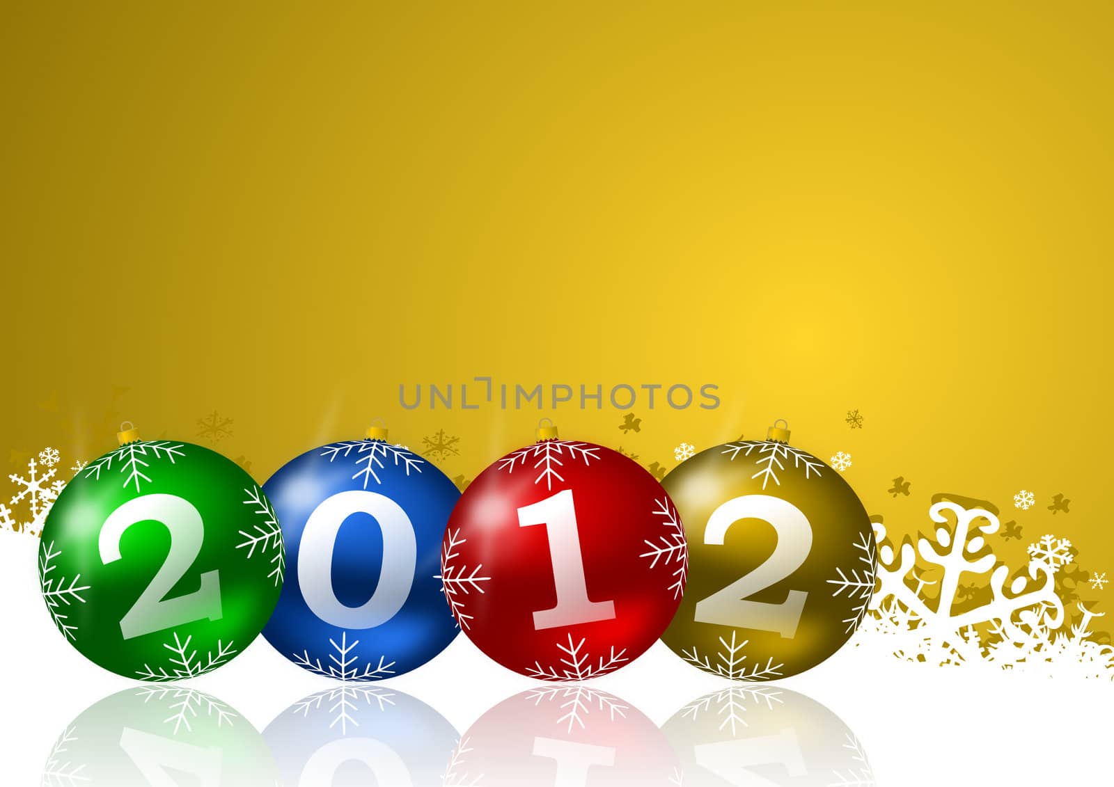 new year illustration with christmas balls