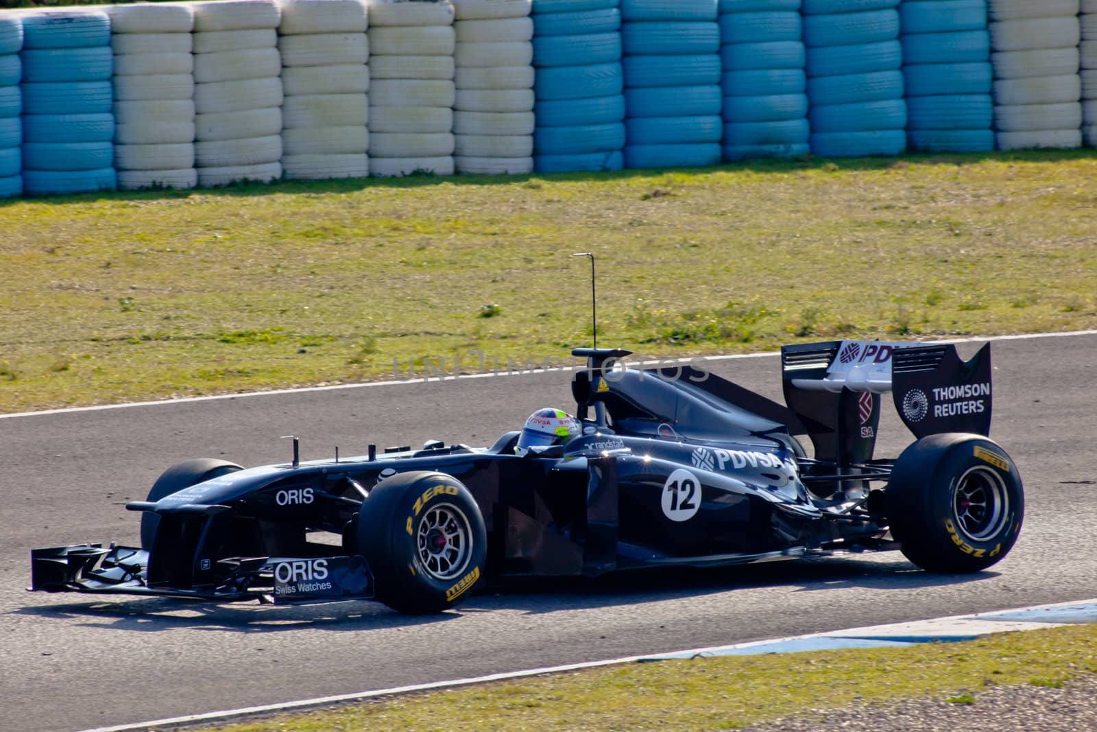 JEREZ DE LA FRONTERA, SPAIN - FEB 11: Pastor Maldonado of Williams F1 races on training session on  February 11 , 2011, in Jerez de la Frontera , Spain