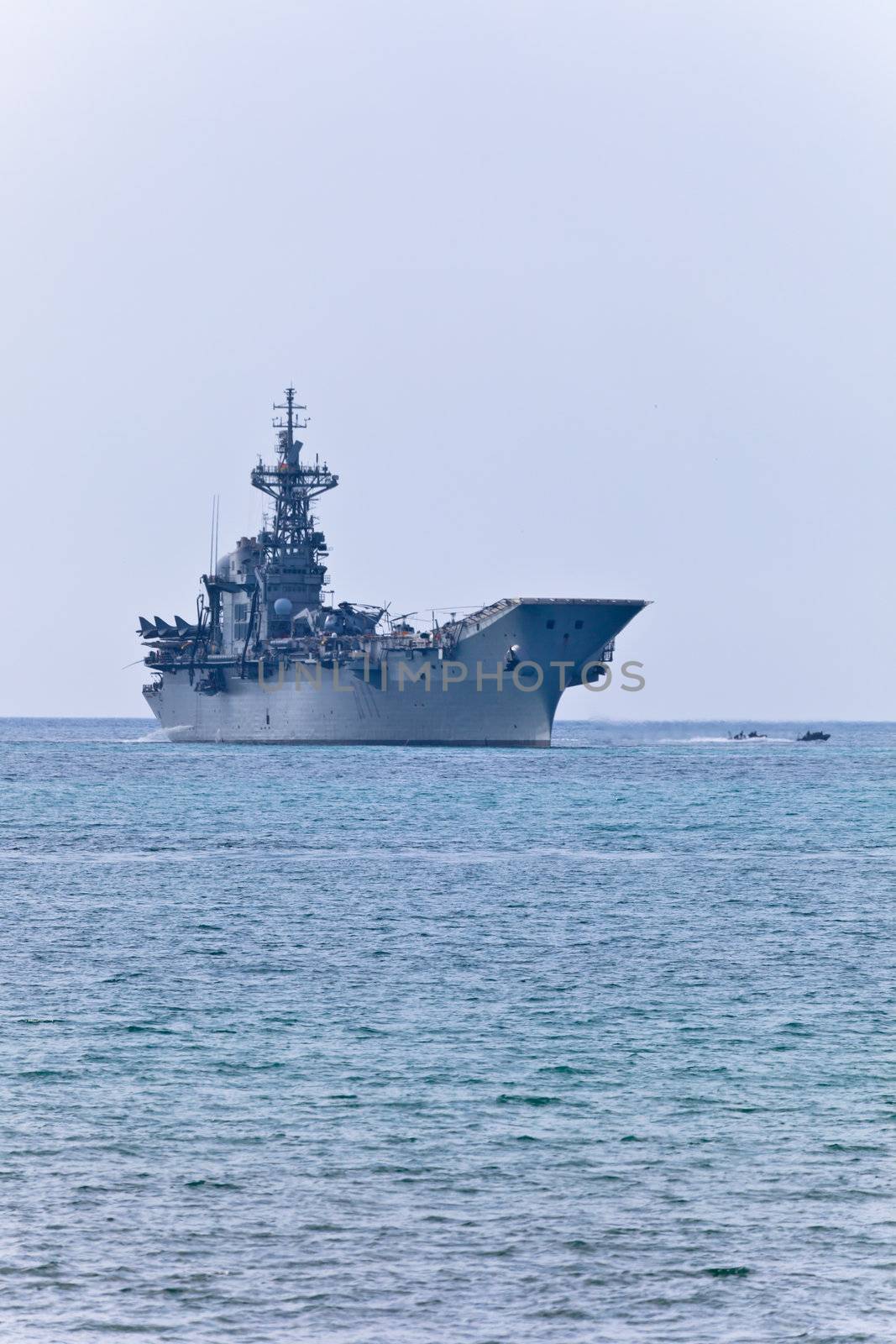MALAGA, SPAIN-MAY 28: Aircraft carrier Principe de Asturias taking part in an exhibition on the day of the spanish army forces on May 28, 2011, in Malaga, Spain