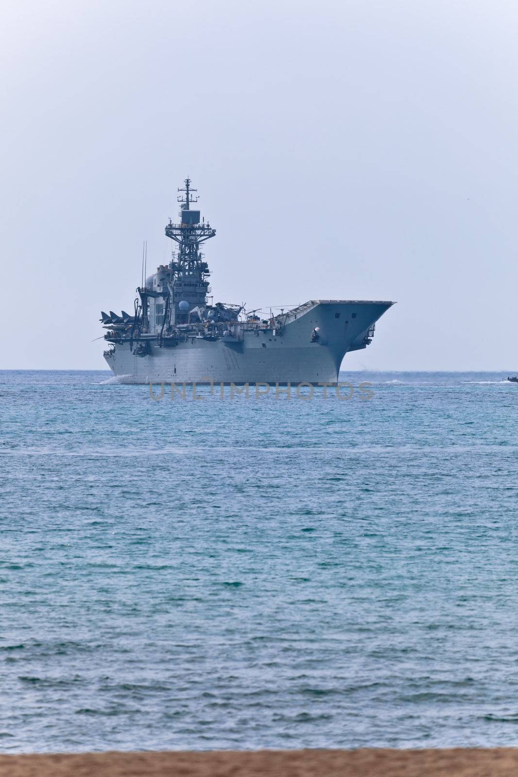 MALAGA, SPAIN-MAY 28: Aircraft carrier Principe de Asturias taking part in an exhibition on the day of the spanish army forces on May 28, 2011, in Malaga, Spain