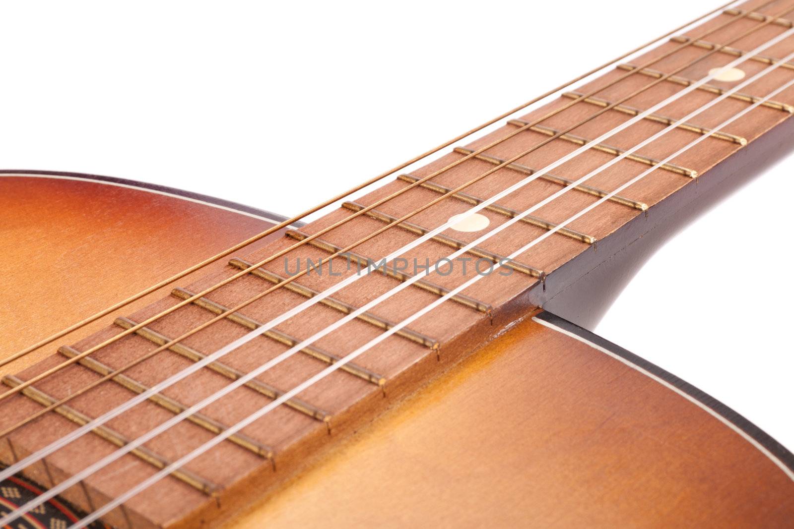 guitar acoustic, photo on the white background 