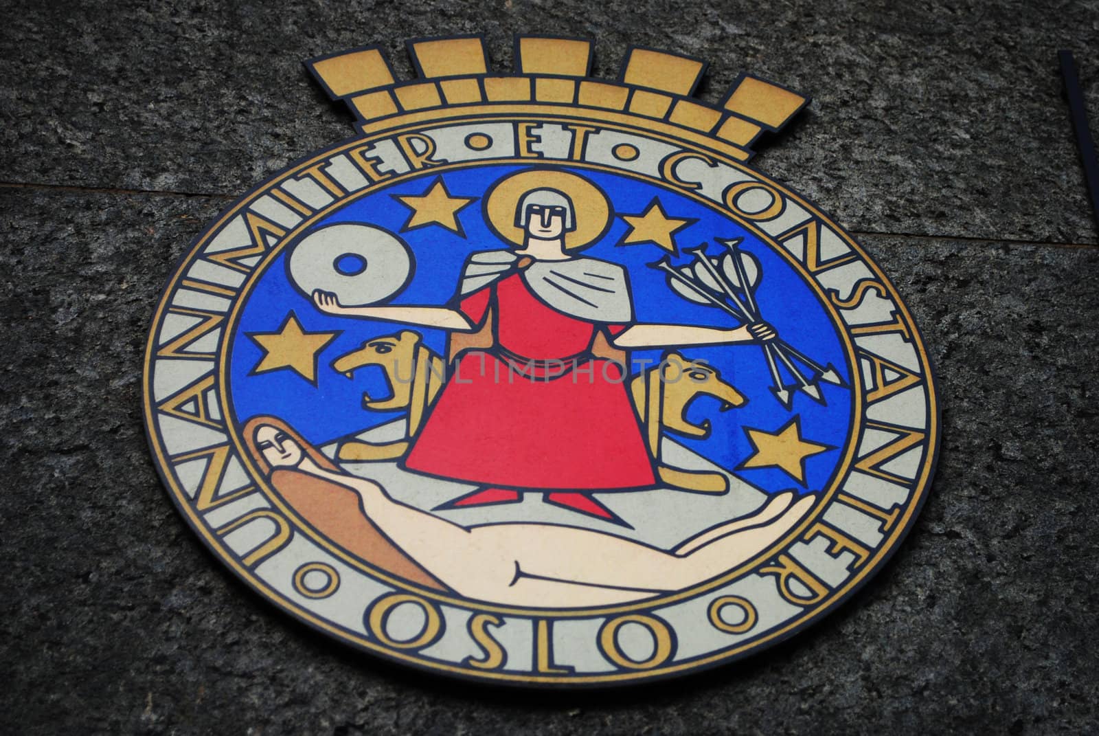 Coat of arms for the municipality of Oslo (kommune), Norway.