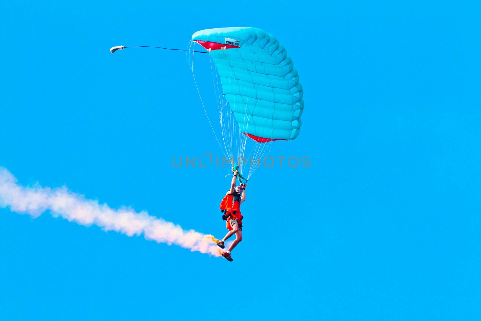 CADIZ, SPAIN-SEP 10: Parachutist Rex  Pemberton taking part in a test in the 4th airshow of Cadiz on Sep 10, 2011, in Cadiz, Spain