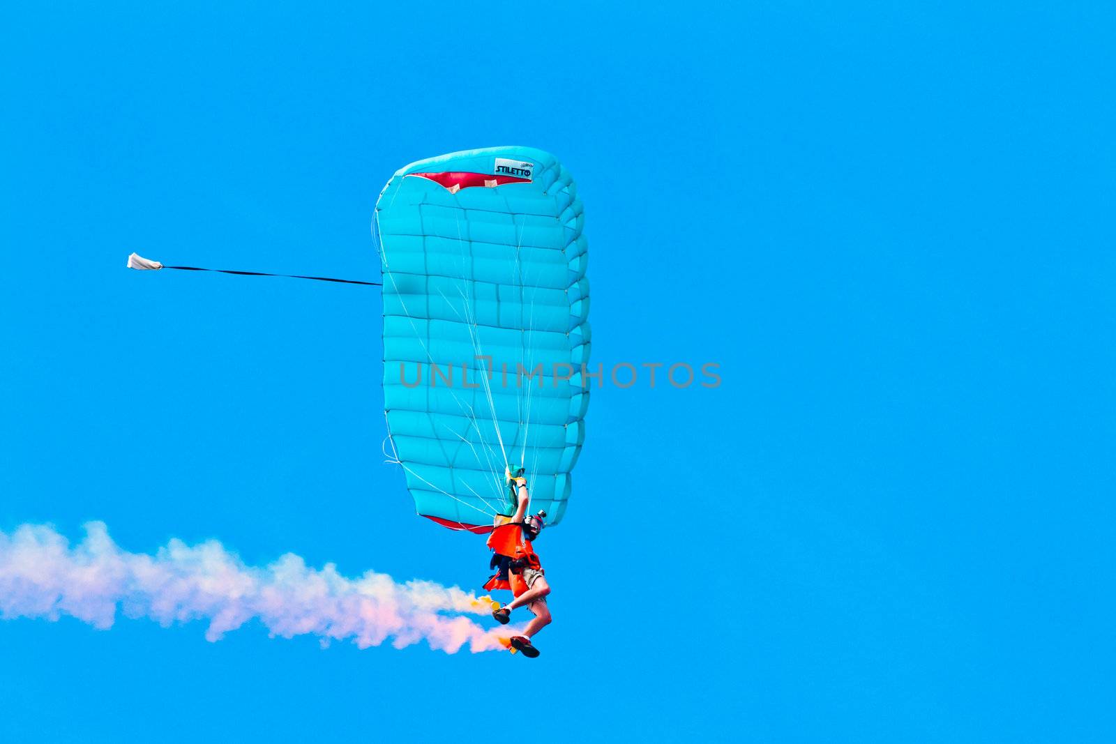 CADIZ, SPAIN-SEP 10: Parachutist Rex  Pemberton taking part in a test in the 4th airshow of Cadiz on Sep 10, 2011, in Cadiz, Spain