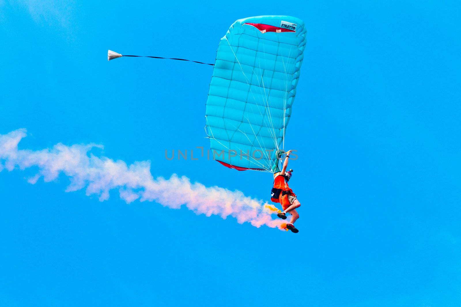 CADIZ, SPAIN-SEP 10: Parachutist Rex  Pemberton taking part in a test in the 4th airshow of Cadiz on Sep 10, 2011, in Cadiz, Spain