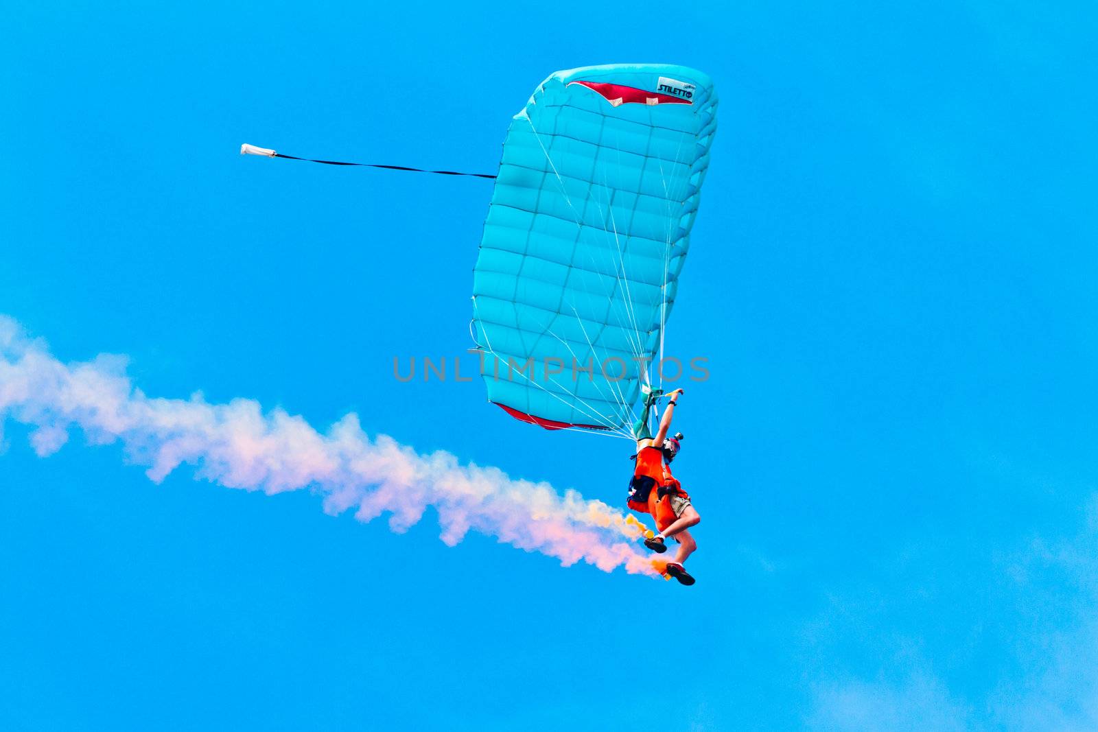 CADIZ, SPAIN-SEP 10: Parachutist Rex  Pemberton taking part in a test in the 4th airshow of Cadiz on Sep 10, 2011, in Cadiz, Spain