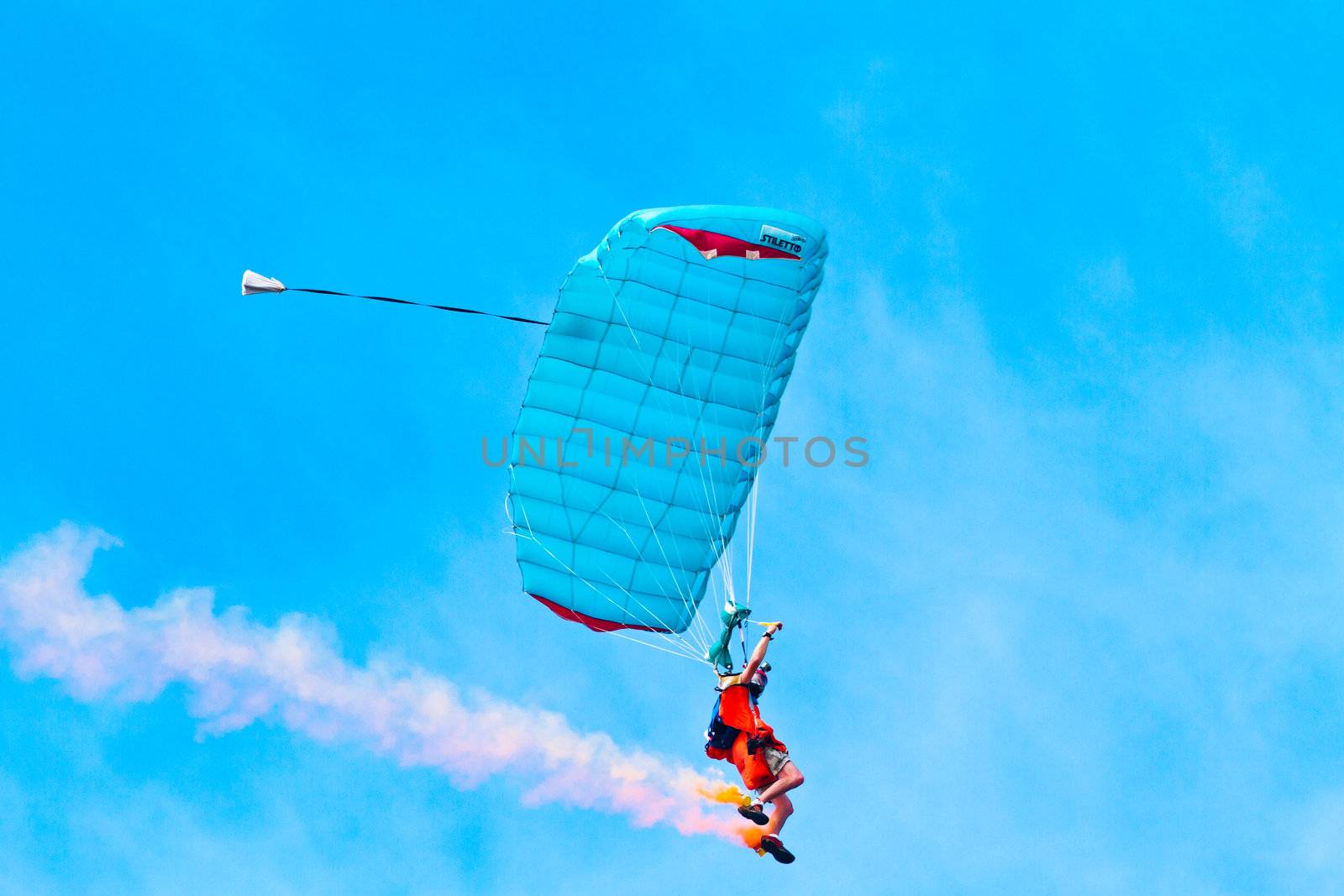 CADIZ, SPAIN-SEP 10: Parachutist Rex  Pemberton taking part in a test in the 4th airshow of Cadiz on Sep 10, 2011, in Cadiz, Spain