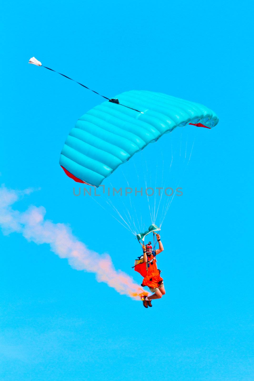 CADIZ, SPAIN-SEP 10: Parachutist Rex  Pemberton taking part in a test in the 4th airshow of Cadiz on Sep 10, 2011, in Cadiz, Spain