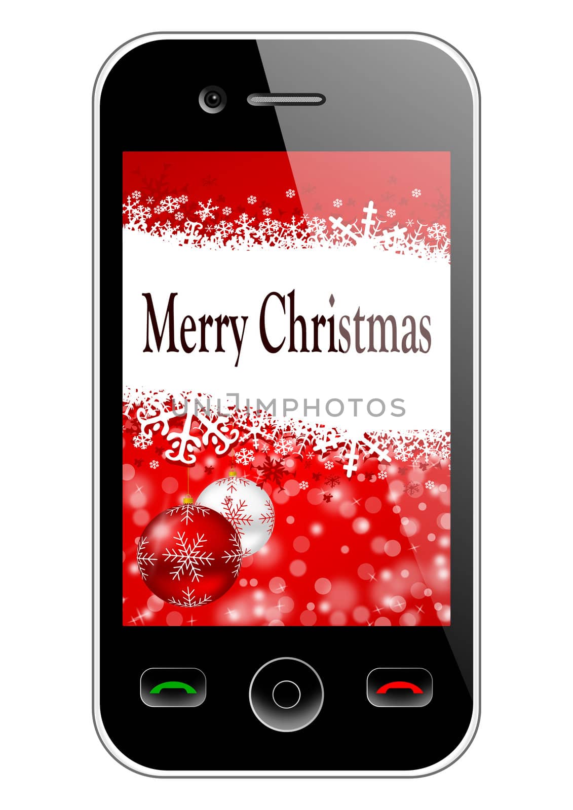 mobile phone with christmas background by alexwhite