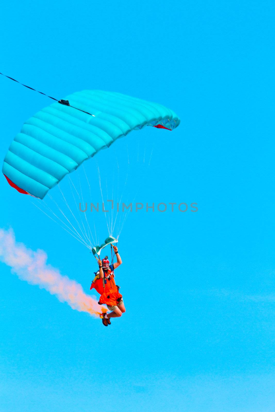 CADIZ, SPAIN-SEP 10: Parachutist Rex  Pemberton taking part in a test in the 4th airshow of Cadiz on Sep 10, 2011, in Cadiz, Spain