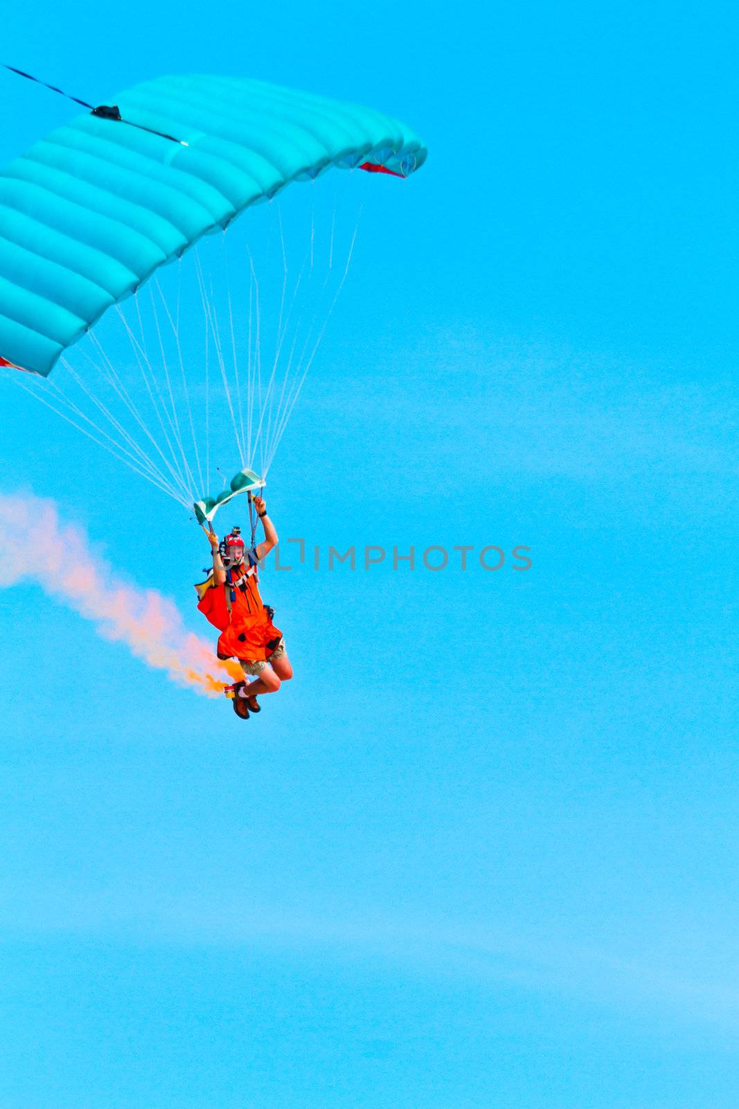 CADIZ, SPAIN-SEP 10: Parachutist Rex  Pemberton taking part in a test in the 4th airshow of Cadiz on Sep 10, 2011, in Cadiz, Spain