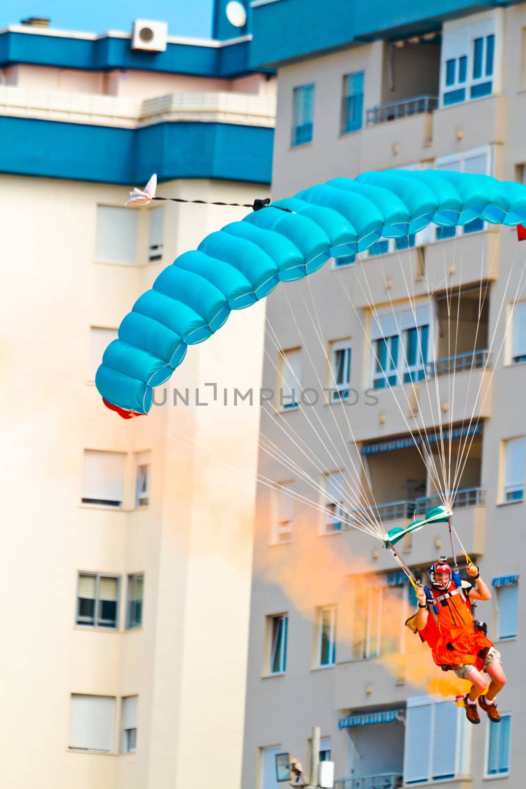 CADIZ, SPAIN-SEP 10: Parachutist Rex  Pemberton taking part in a test in the 4th airshow of Cadiz on Sep 10, 2011, in Cadiz, Spain