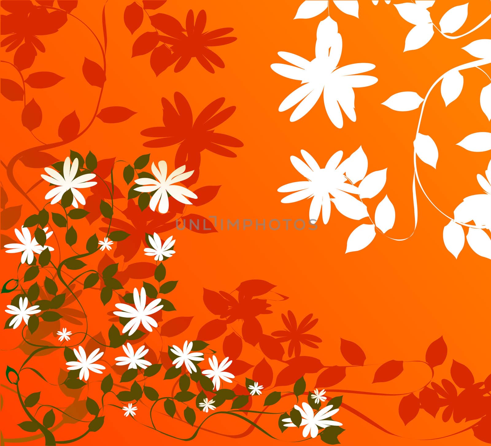 Whimsical floral background, abstract wallpaper