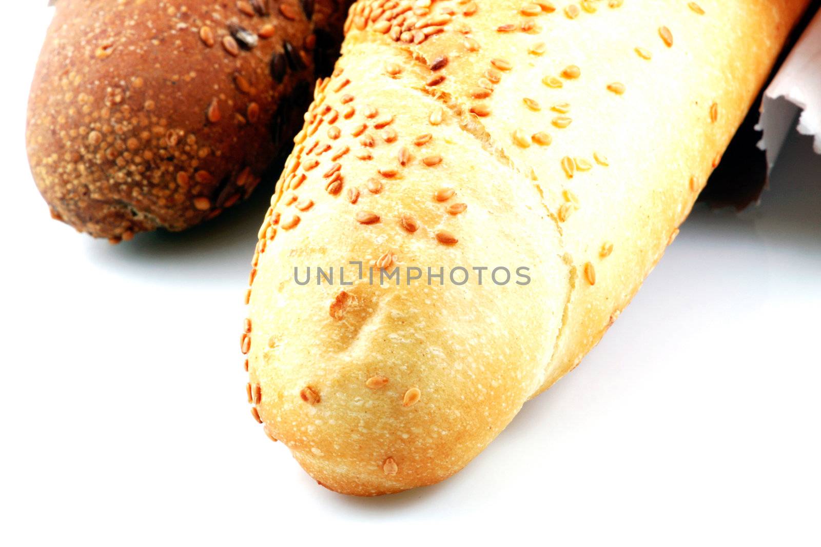 Fresh bread isolated on white background