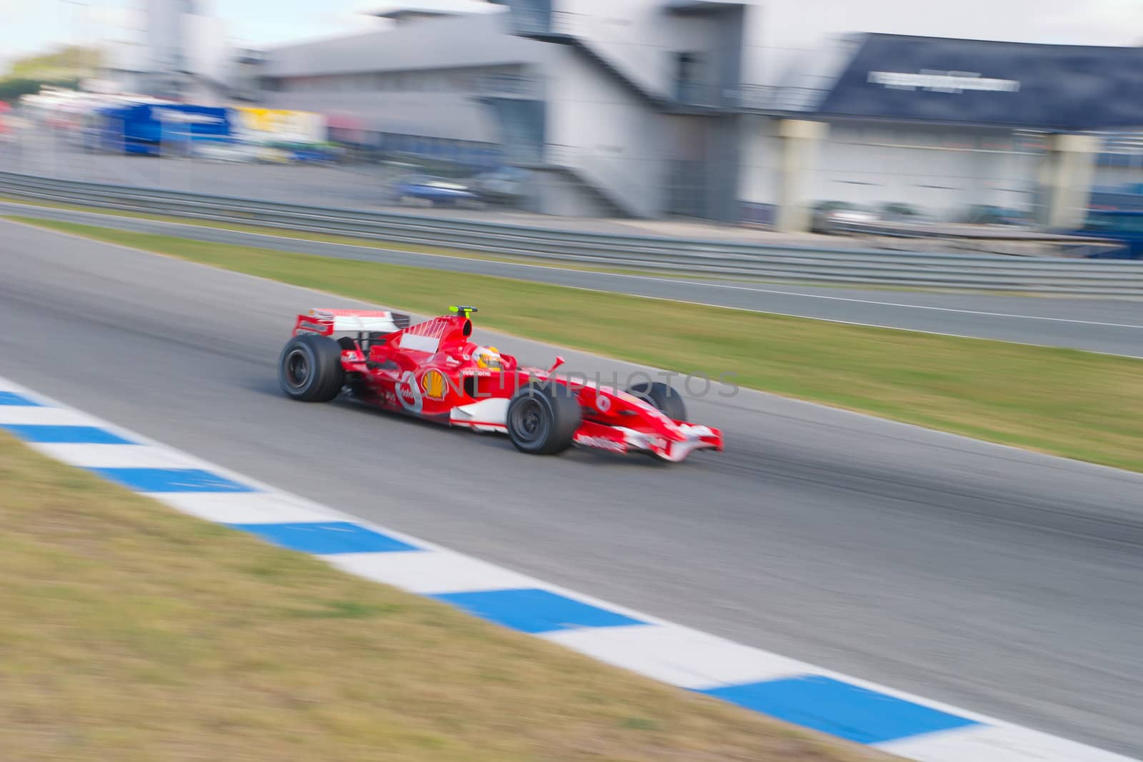 JEREZ DE LA FRONTERA, SPAIN - OCT 11: Luca Badoer of Scuderia Ferrari F1 races in a training session on October 11, 2006 in Jerez de la Frontera, Spain