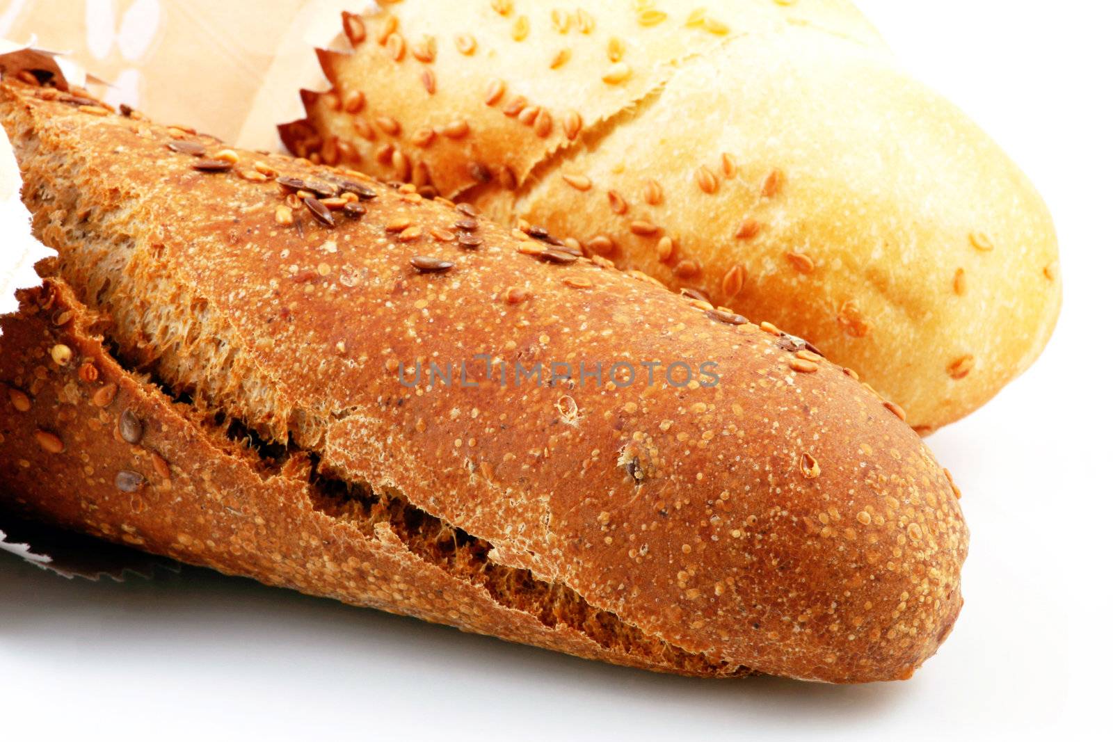Fresh bread isolated on white background