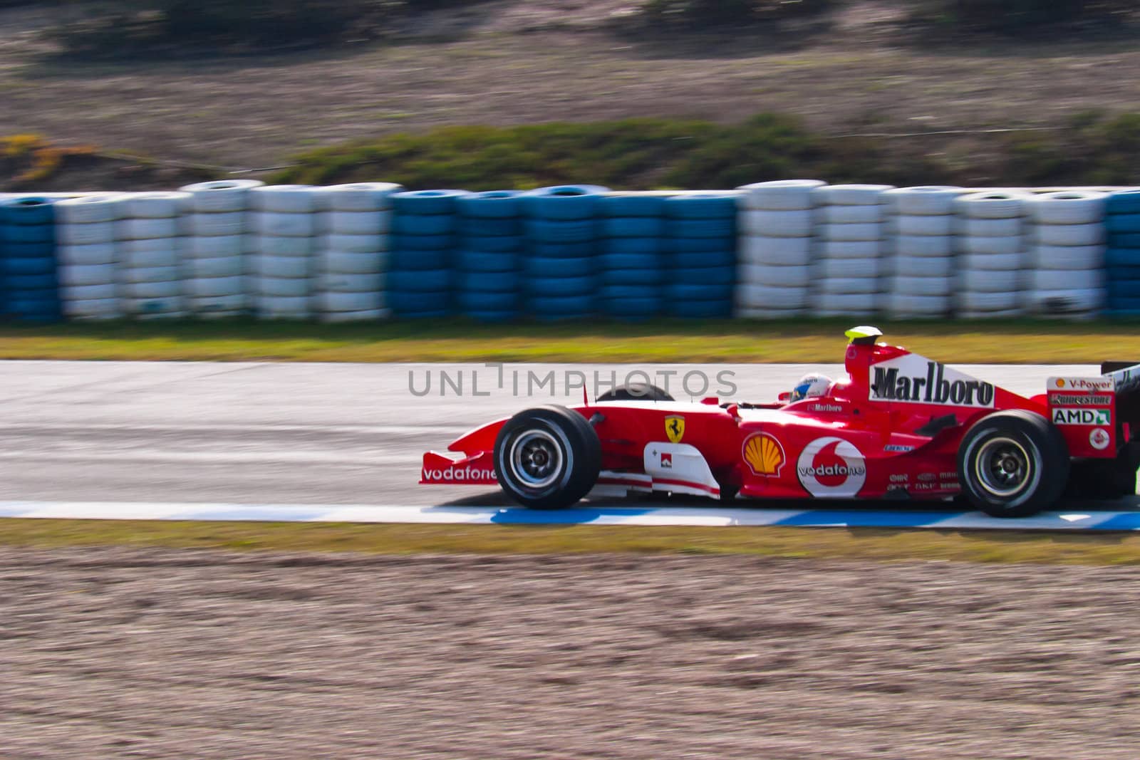 JEREZ DE LA FRONTERA, SPAIN - DEC 04: Marc Gene of Ferrari F1 races during a training session on December 04, 2004, in Jerez de la Frontera, Spain