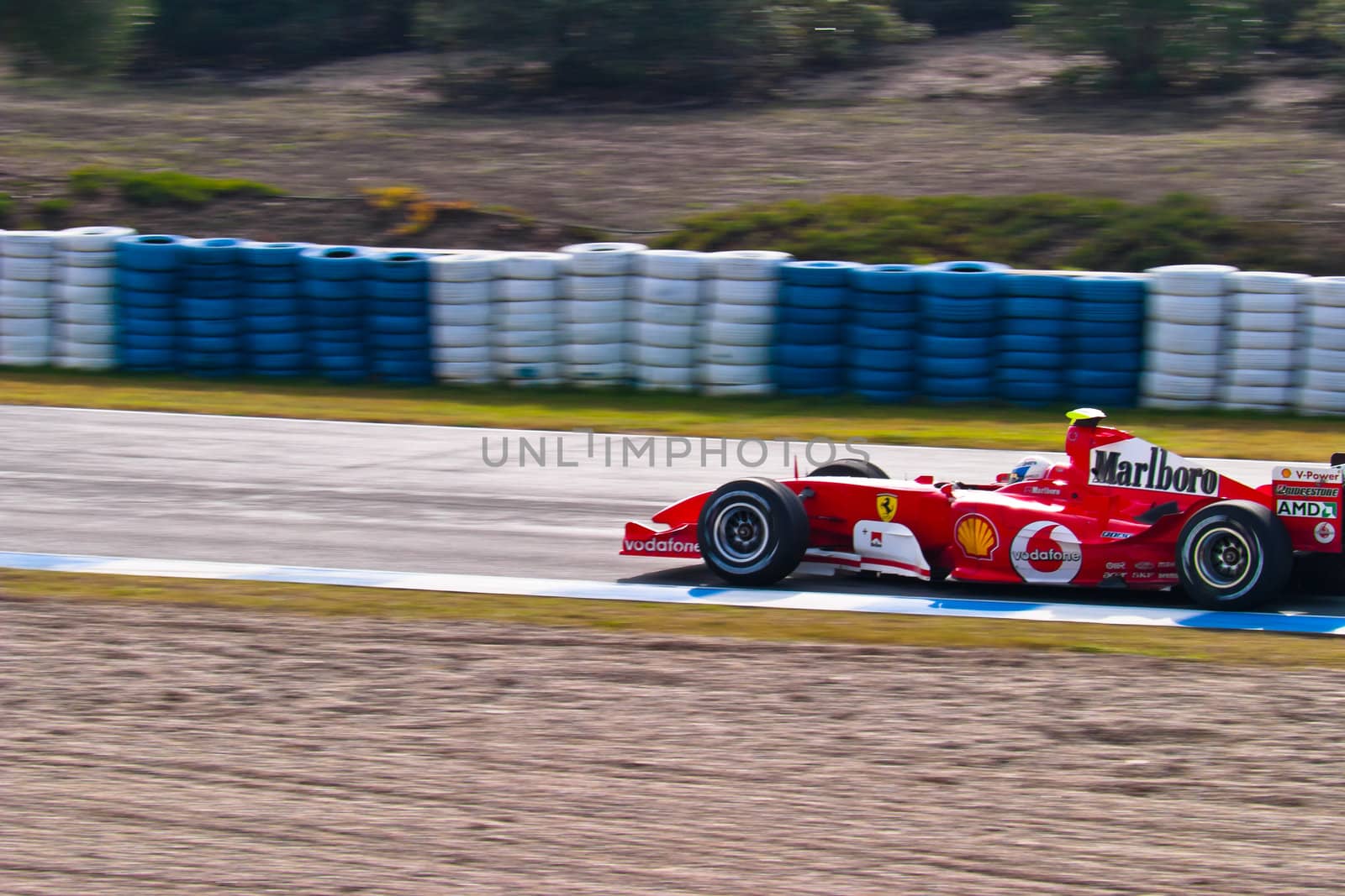 JEREZ DE LA FRONTERA, SPAIN - DEC 04: Marc Gene of Ferrari F1 races during a training session on December 04, 2004, in Jerez de la Frontera, Spain