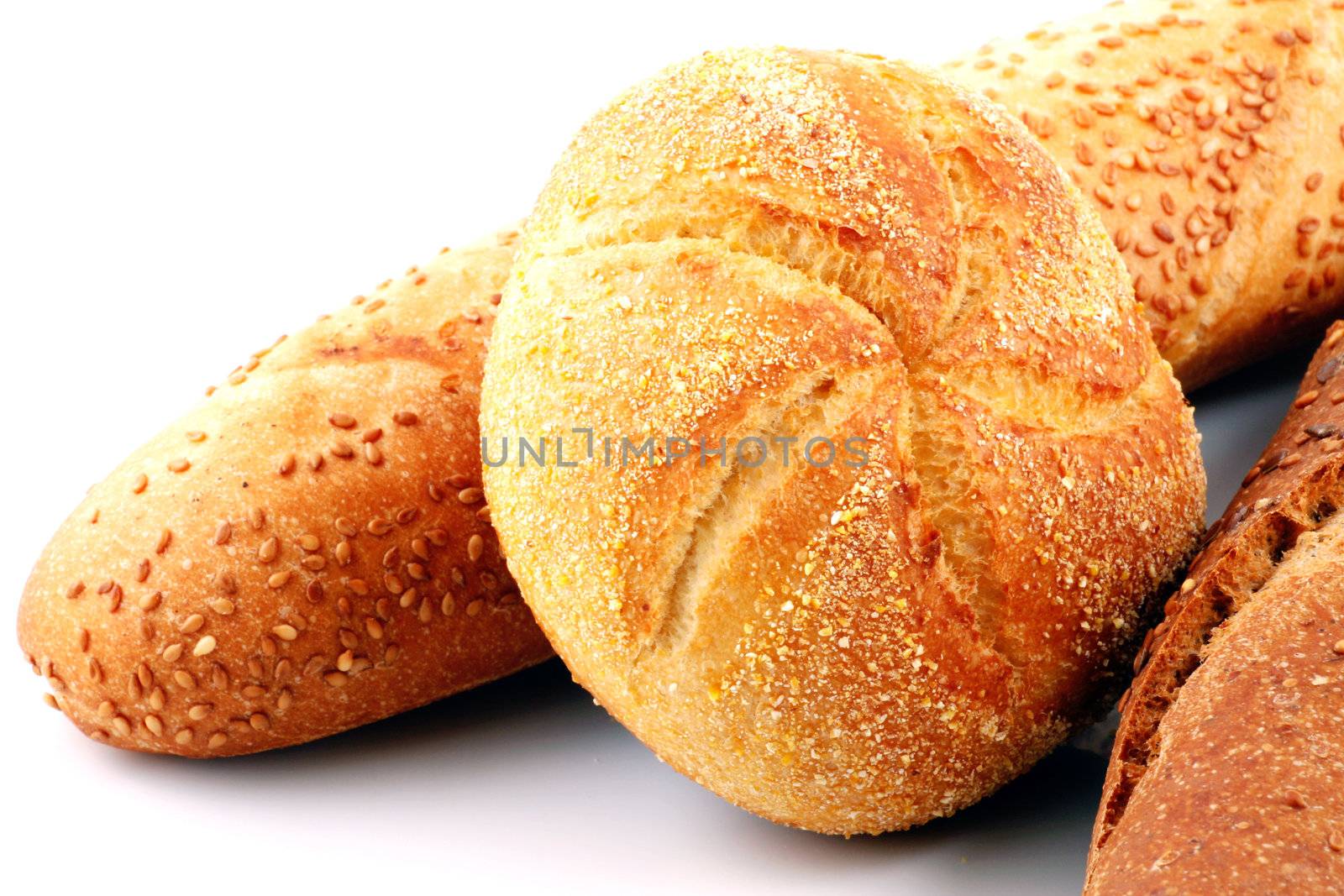 Fresh bread isolated on white background
