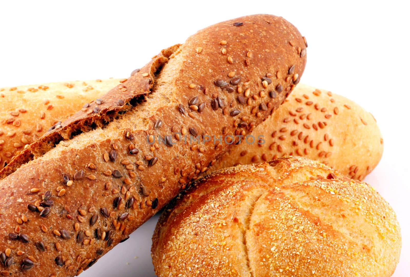 Fresh bread isolated on white background