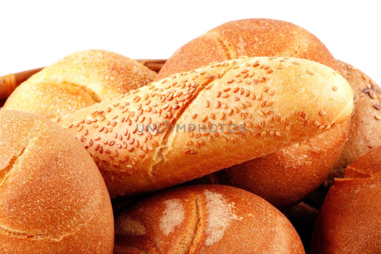 Fresh bread isolated on white background