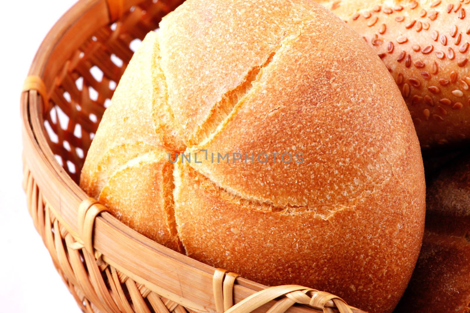 Fresh bread isolated on white background