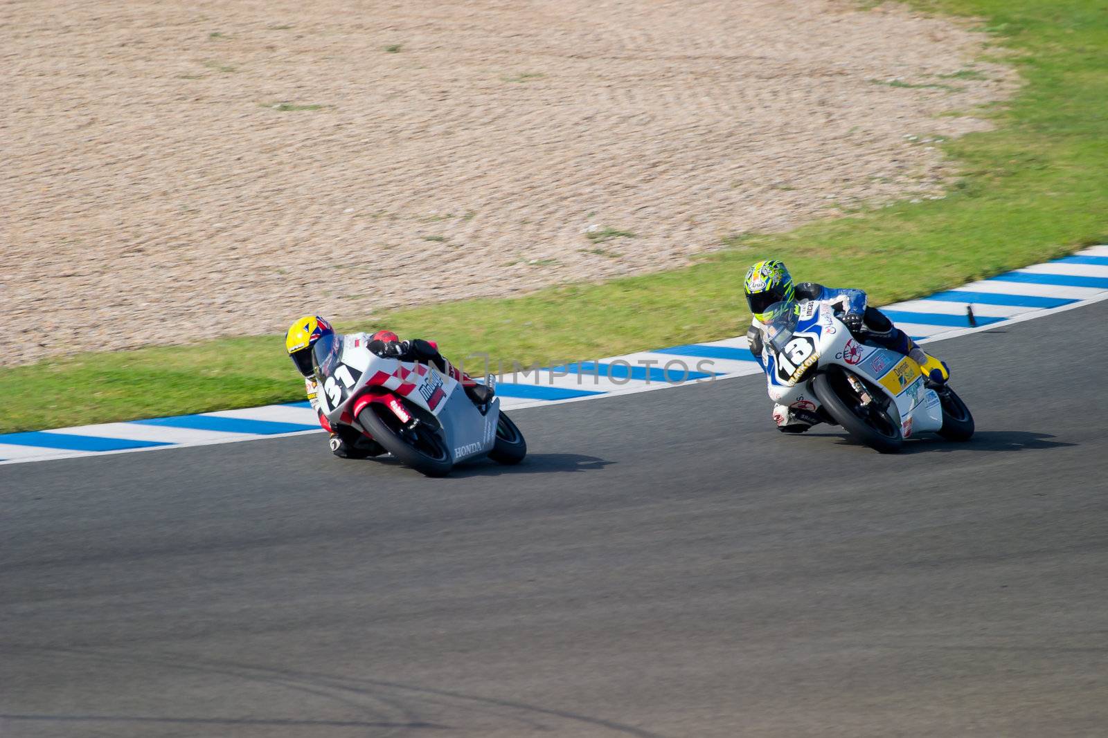JEREZ DE LA FRONTERA, SPAIN - SEP 03: Pilot of motorcycling of 125cc in the Spanish championship of velocity (CEV) on Sep 03, 2005, in racetrack of velocity of Jerez de la Frontera