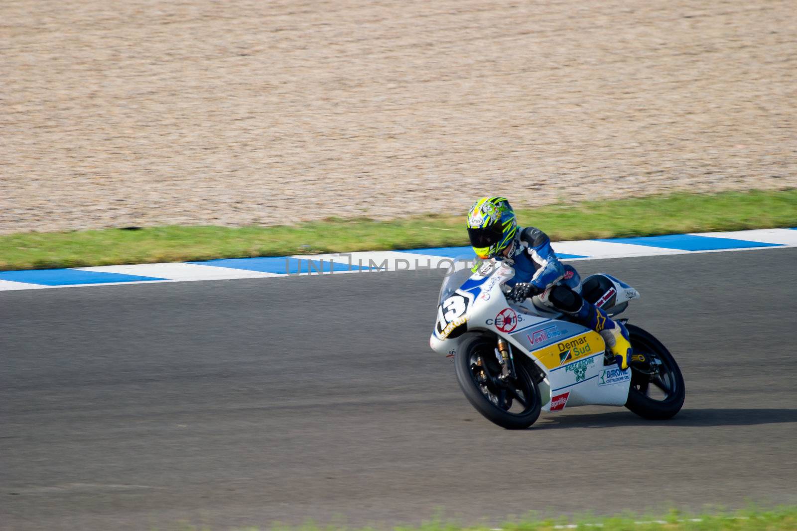 JEREZ DE LA FRONTERA, SPAIN - SEP 03: Pilot of motorcycling of 125cc in the Spanish championship of velocity (CEV) on Sep 03, 2005, in racetrack of velocity of Jerez de la Frontera