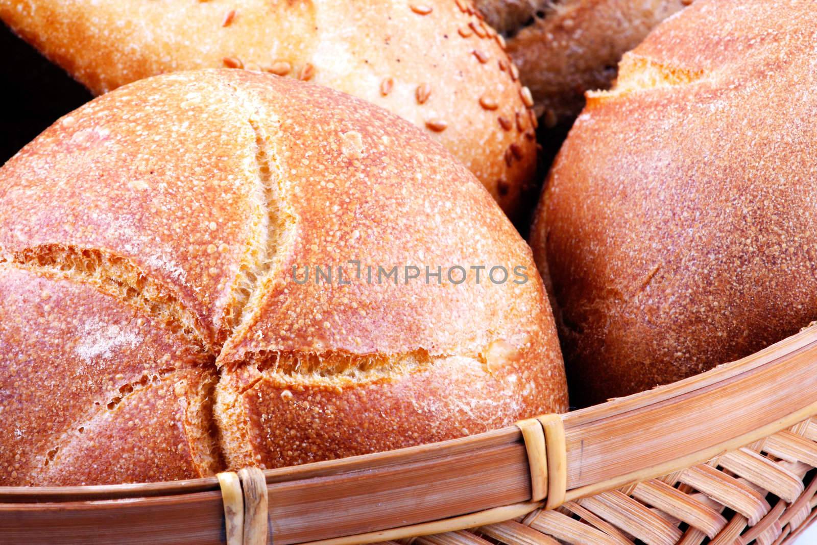 Fresh bread isolated on white background
