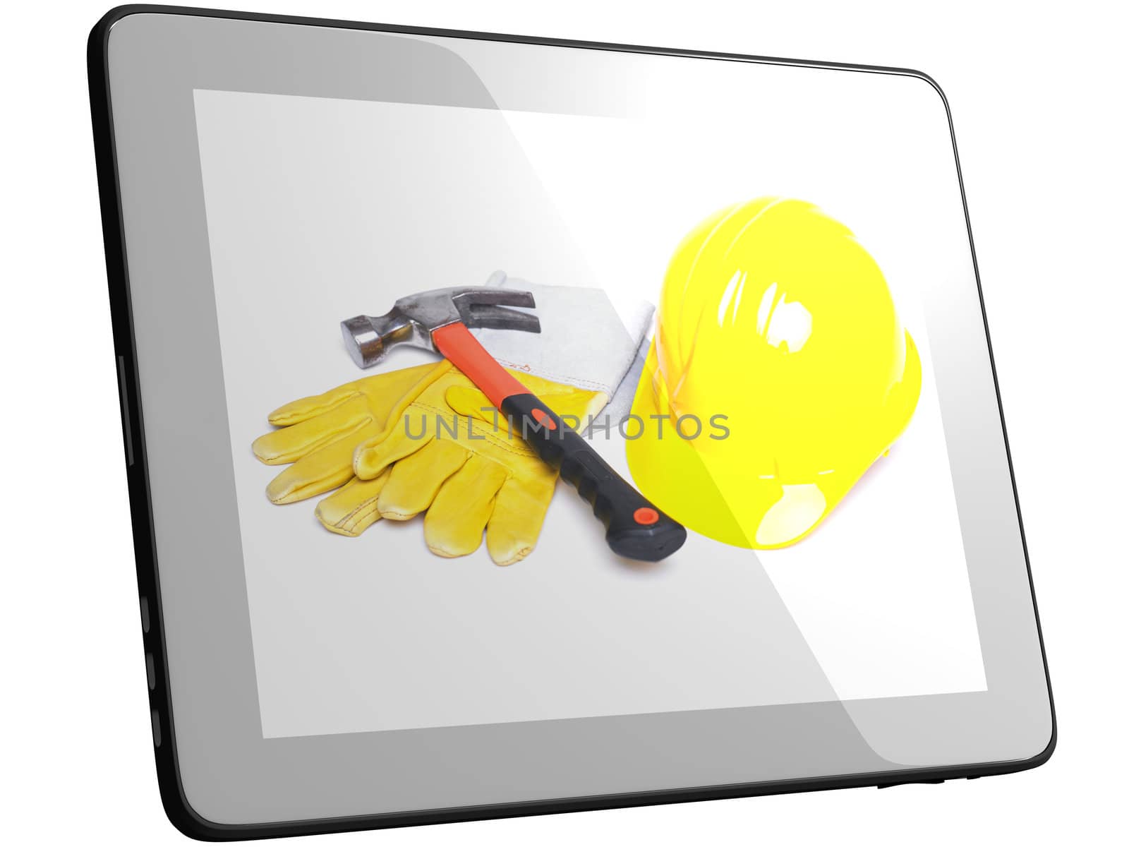 Work Tools And Equipment On Tablec Computer Screen