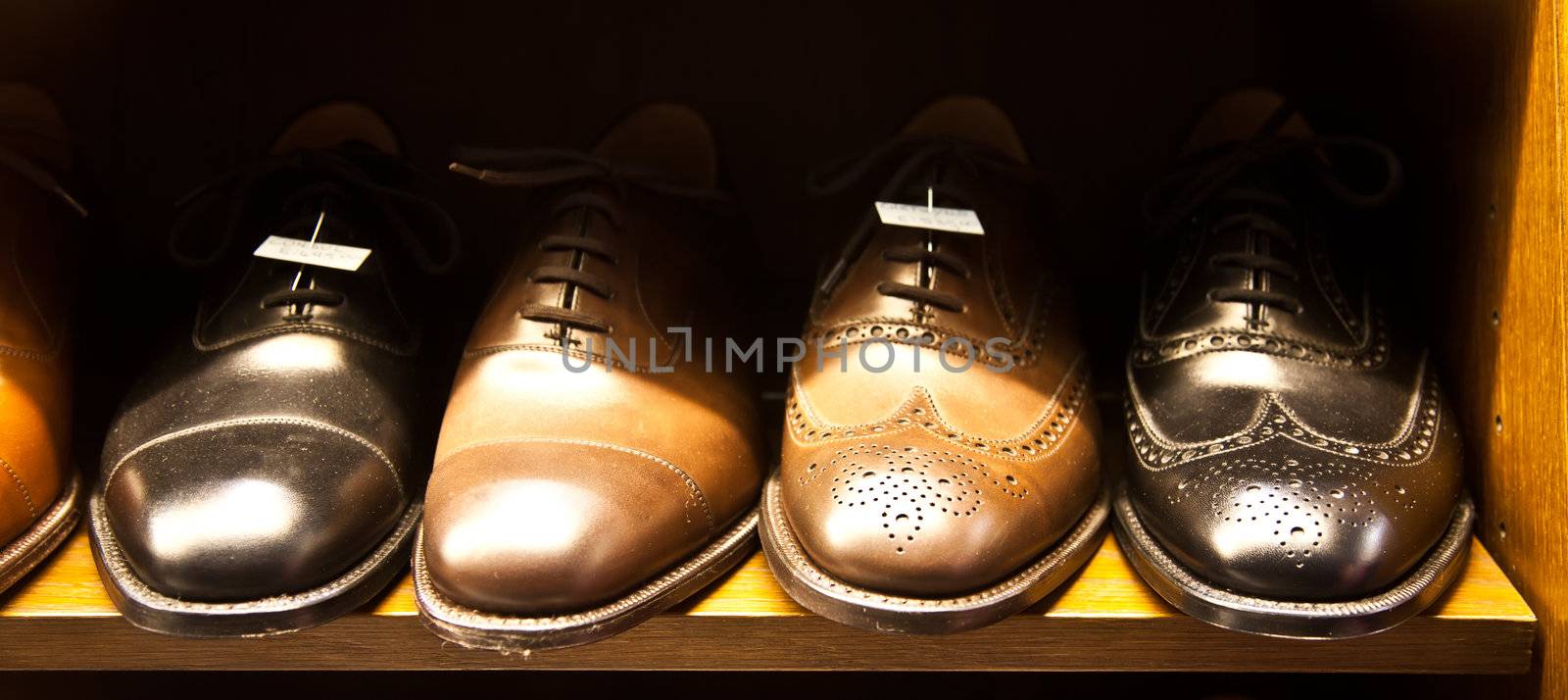 Italian shoes in a shop in Milan, close to Via Montenapoleone