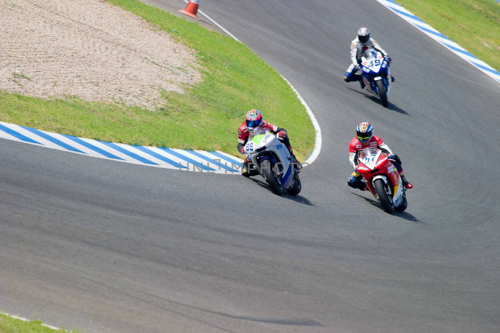 JEREZ DE LA FRONTERA, SPAIN - SEP 03: Pilot of motorcycling of Supersport in the Spanish championship of velocity (CEV) on Sep 03, 2005, in racetrack of velocity of Jerez de la Frontera